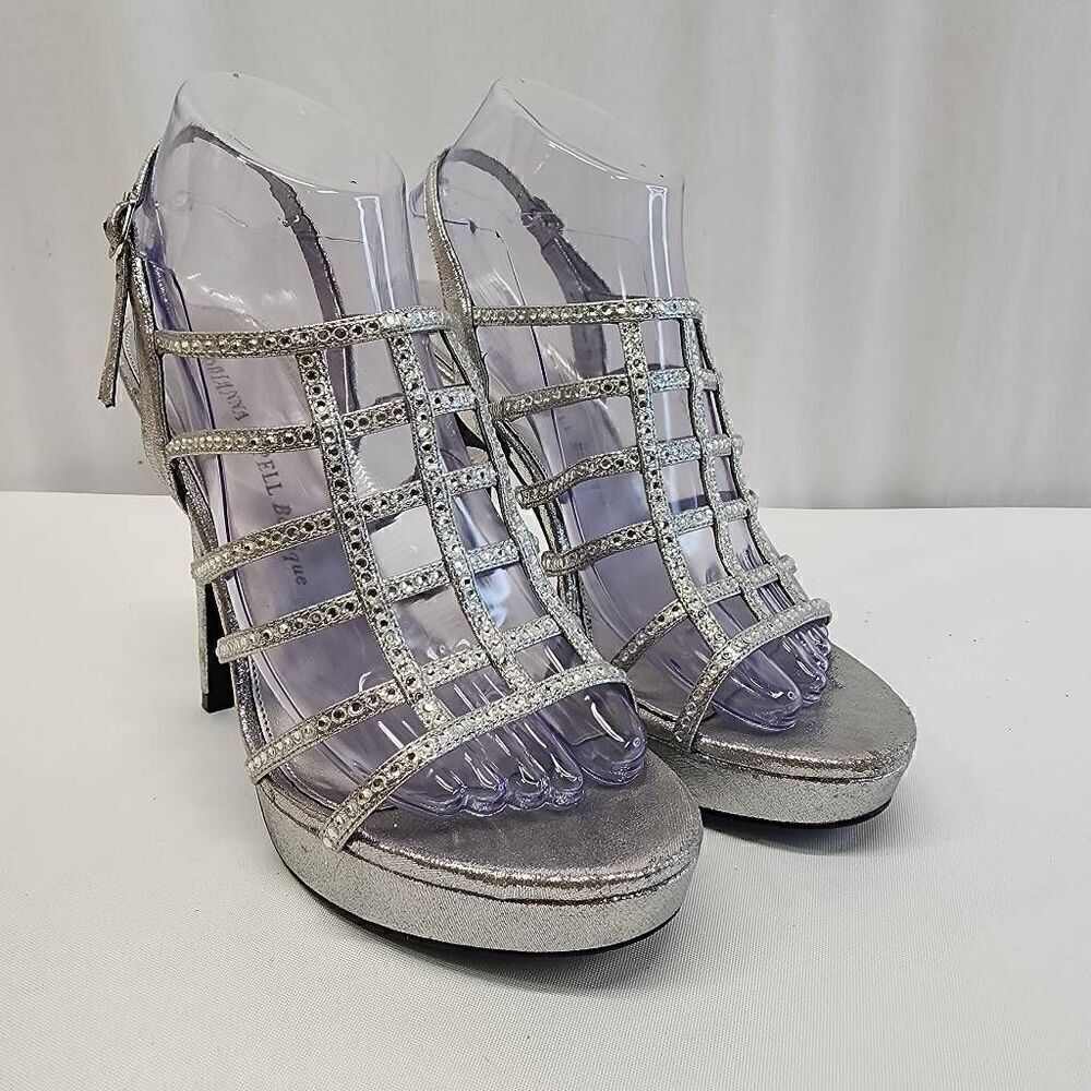 Adrianna Papell Boutique Size 8 Marla Silver Metallic Rhinestone High Heel Sanda